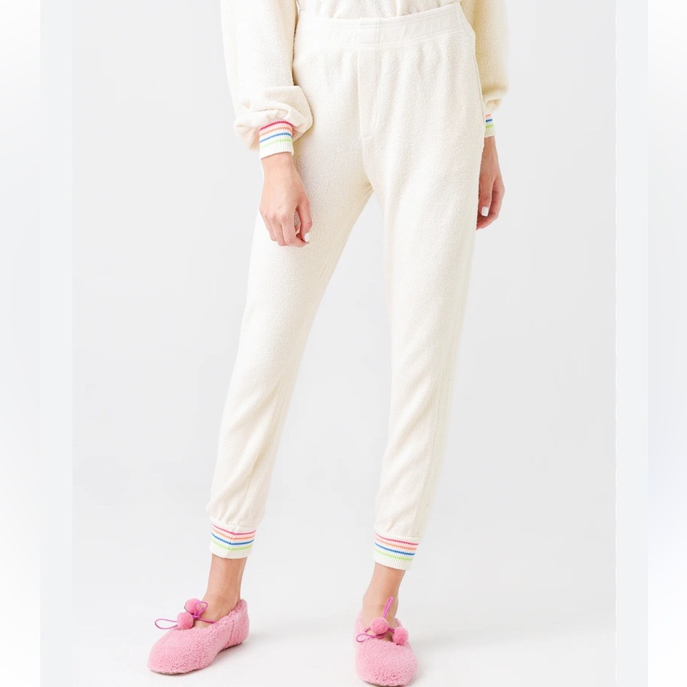 NWOT Sundry Anthropologie Stripe Cuff Faux Sherpa Jogger